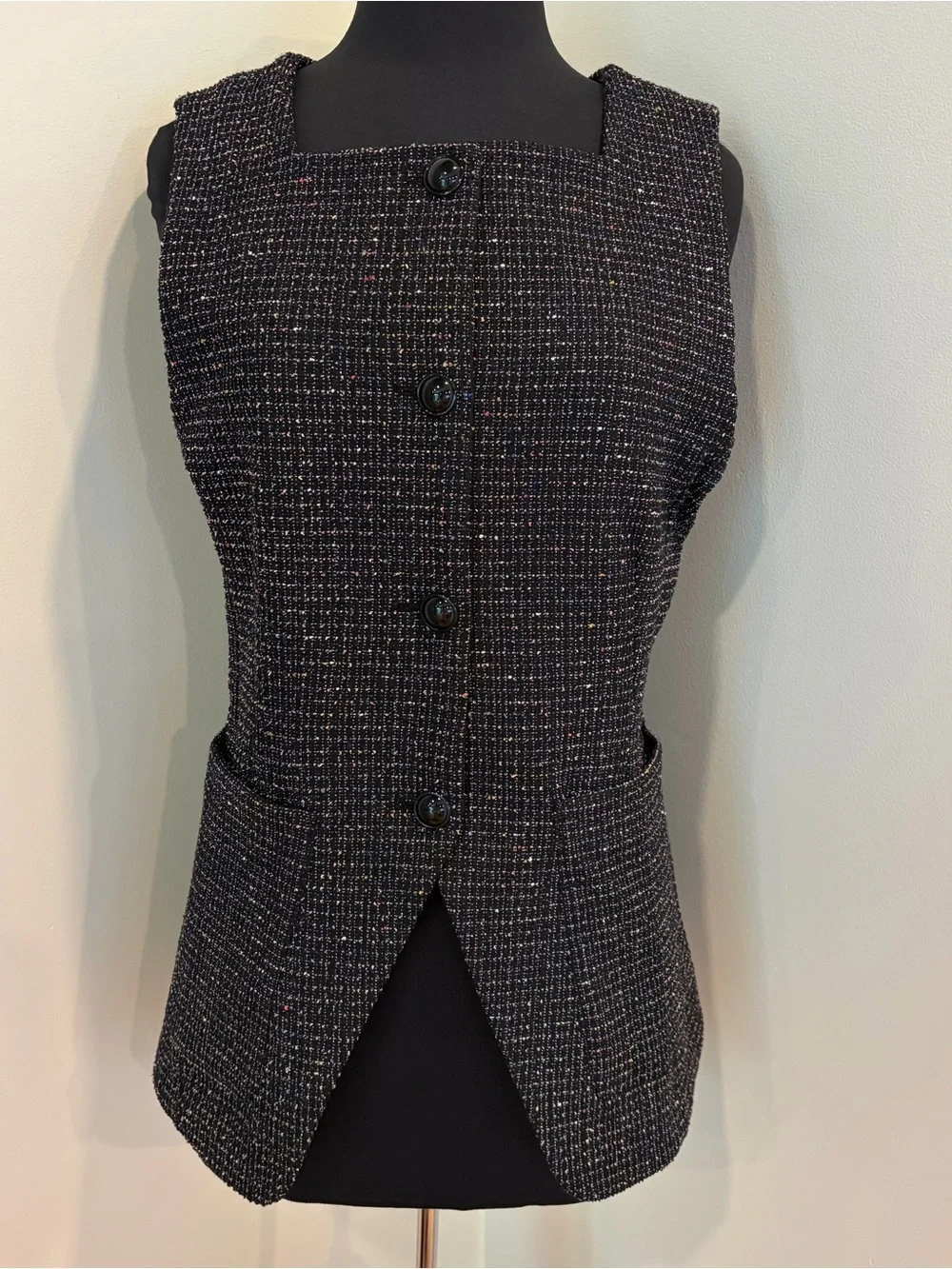 Anthropologie Maeve Square-Neck Tweed Vest